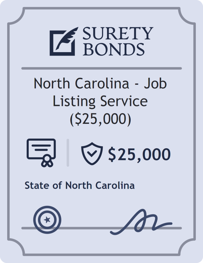 Surety bond badge for North Carolina - Job Listing Service ($25,000)