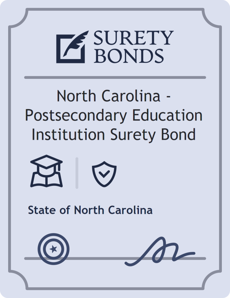 Surety bond badge for North Carolina - Postsecondary Education Institution Surety Bond
