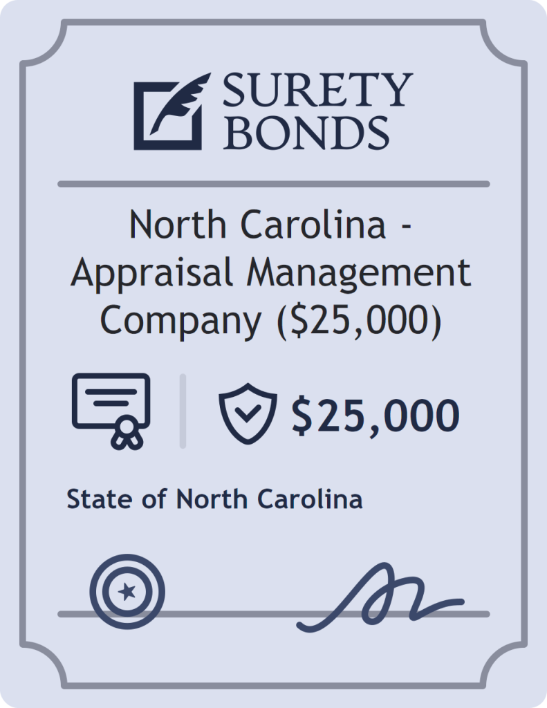 Surety bond badge for North Carolina - Appraisal Management Company ($25,000)