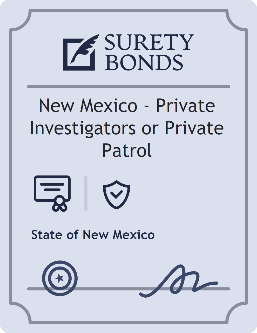 Surety bond badge for New Mexico - Private Investigators or Private Patrol