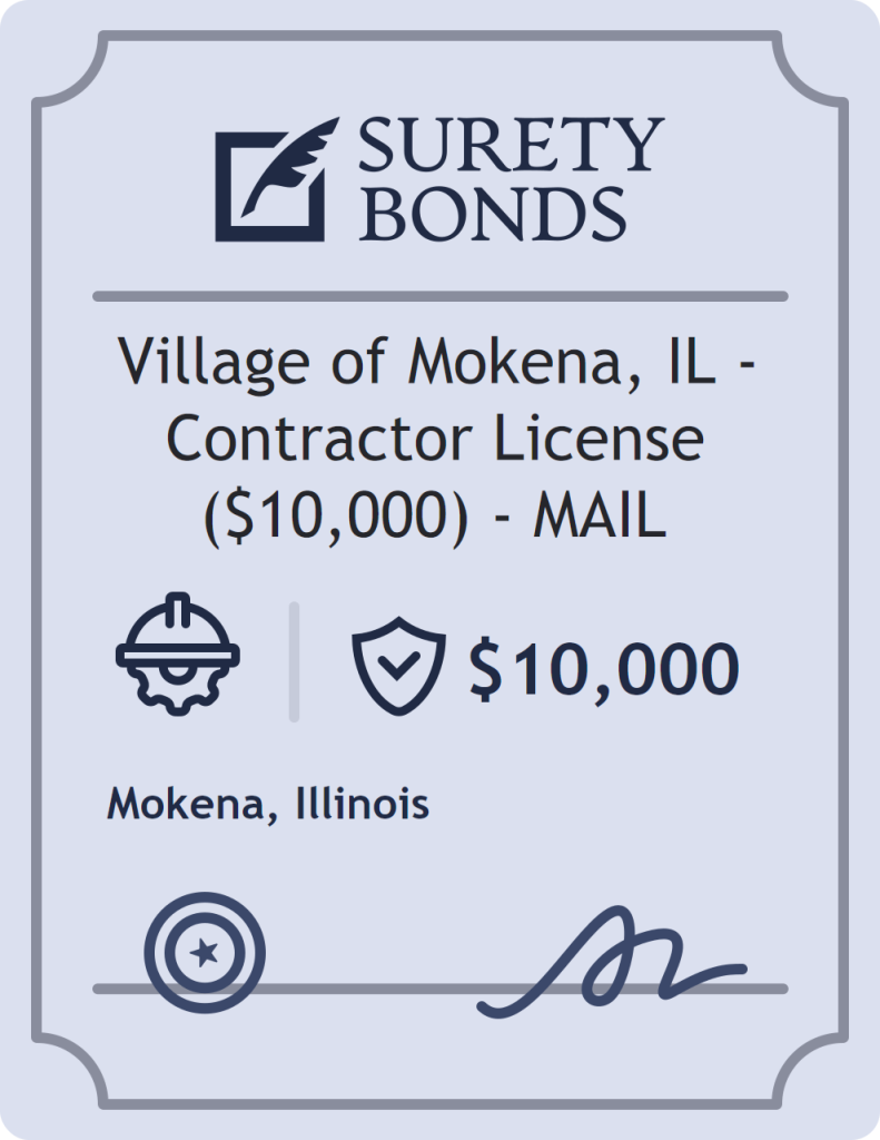 Surety bond badge for Village of Mokena, IL - Contractor License ($10,000) - MAIL