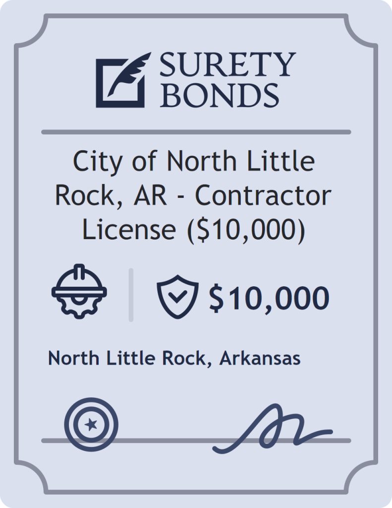 Surety bond badge for City of North Little Rock, AR - Contractor License ($10,000)