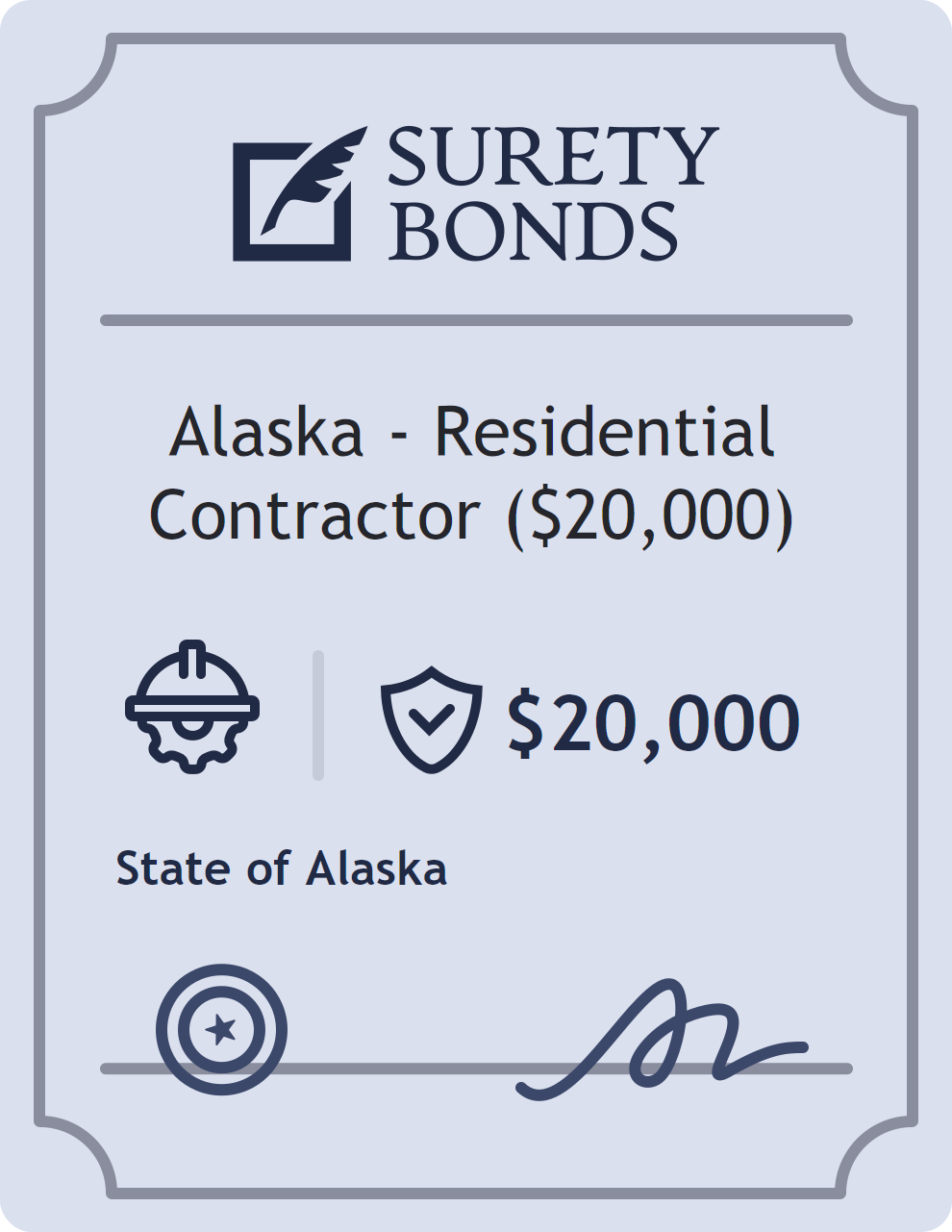 Surety bond badge for Alaska - Residential Contractor ($20,000)