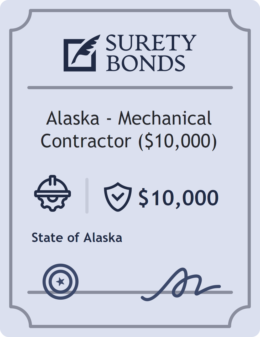 Surety bond badge for Alaska - Mechanical Contractor ($10,000)