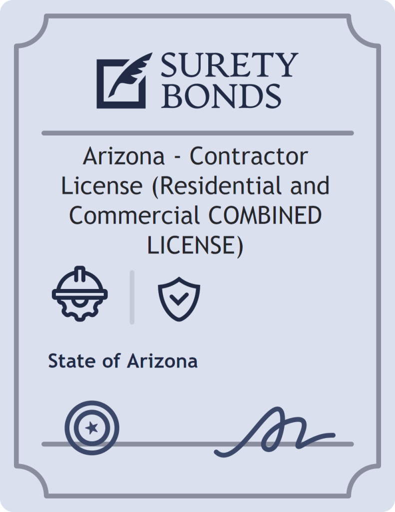Surety bond badge for Arizona - Contractor License (Residential and Commercial COMBINED LICENSE)
