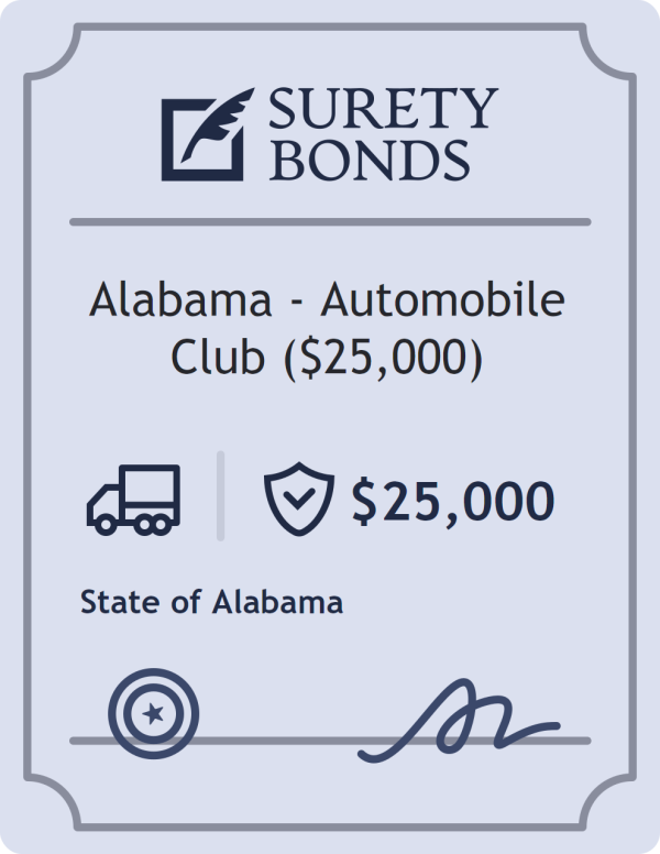 Surety bond badge for Alabama - Automobile Club ($25,000)