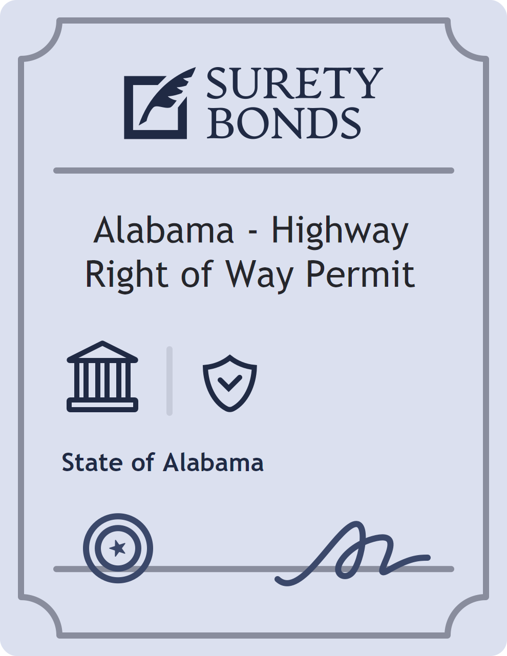 Surety bond badge for Alabama - Highway Right of Way Permit