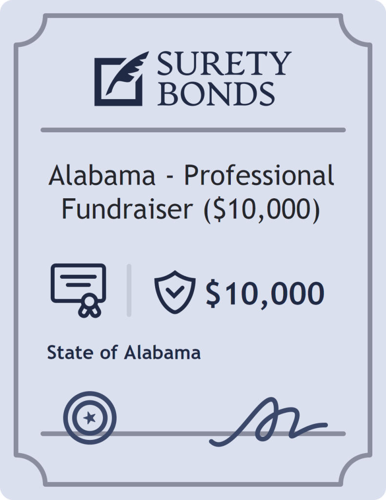 Surety bond badge for Alabama - Professional Fundraiser ($10,000)