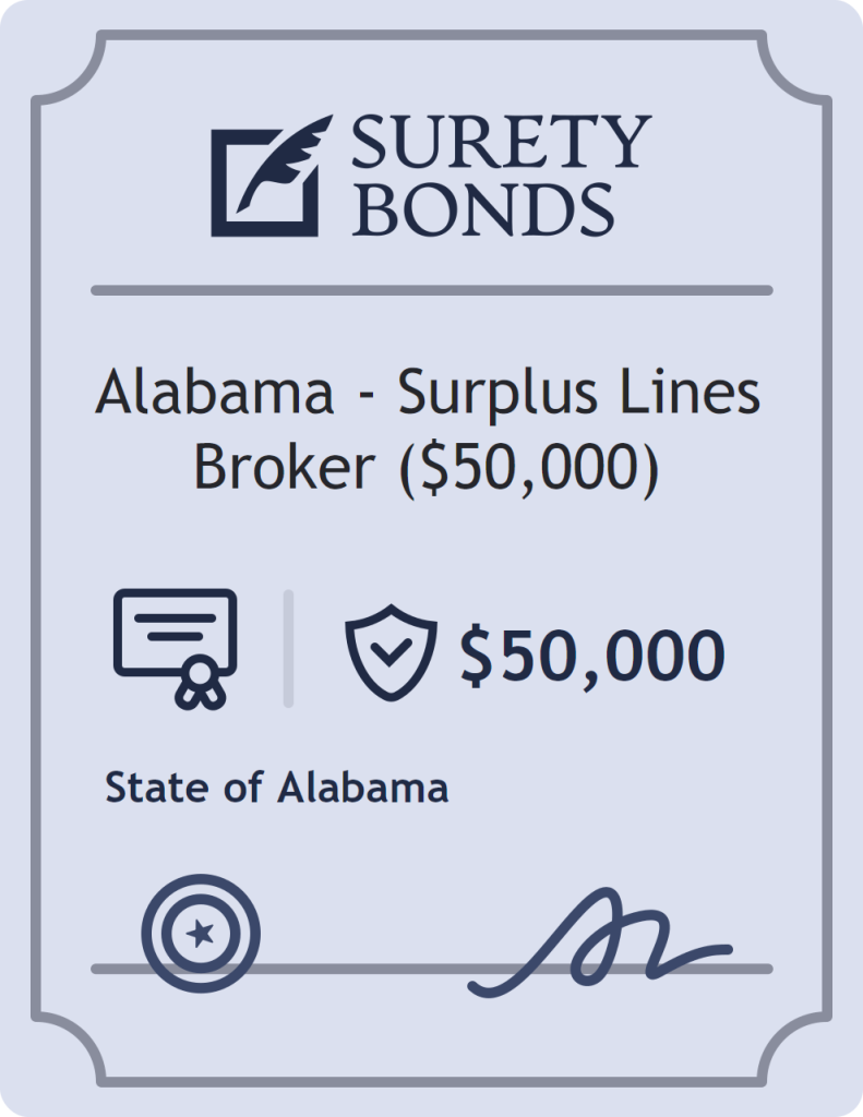 Surety bond badge for Alabama - Surplus Lines Broker ($50,000)
