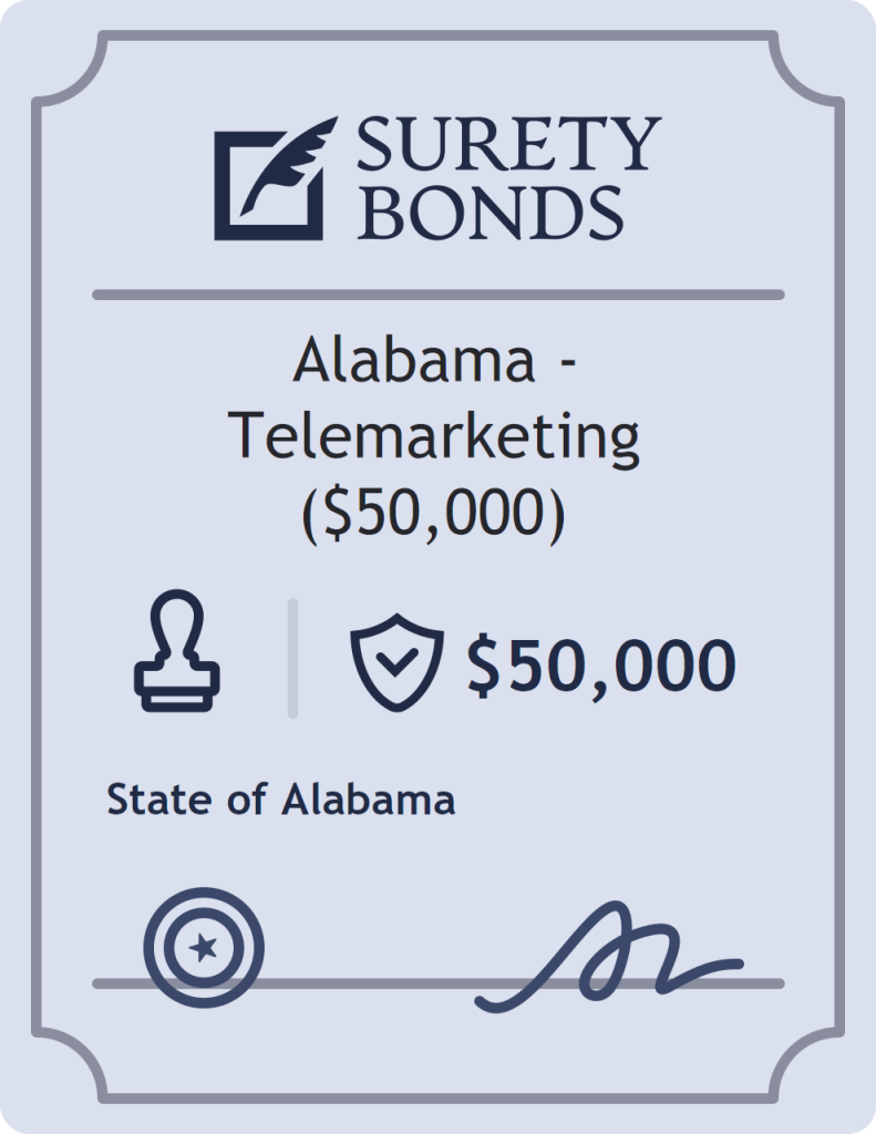 Surety bond badge for Alabama - Telemarketing ($50,000)