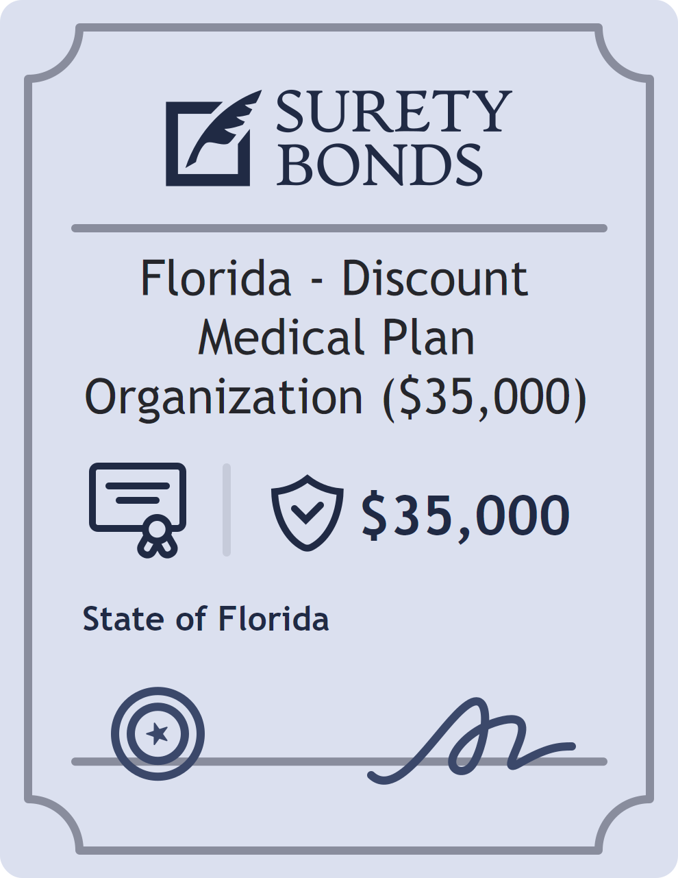 Surety bond badge for Florida - Discount Medical Plan Organization ($35,000)