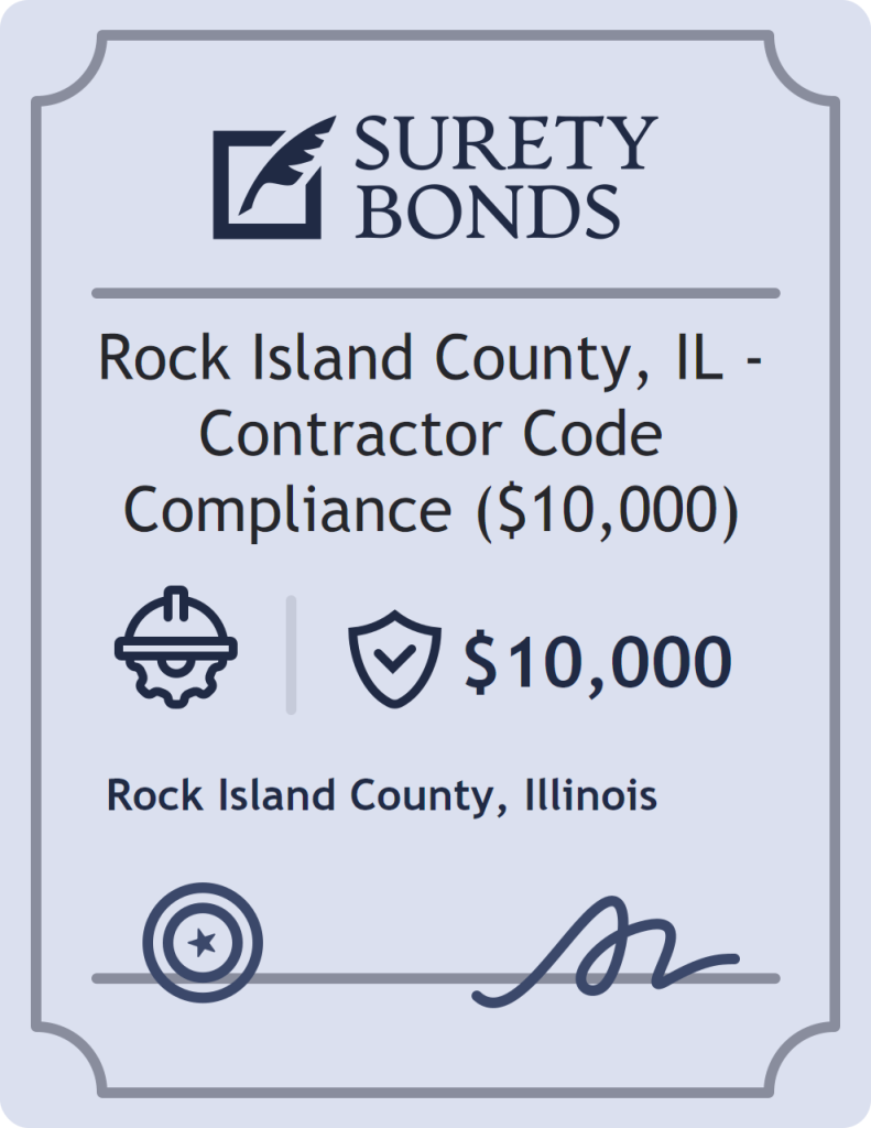 Surety bond badge for Rock Island County, IL - Contractor Code Compliance ($10,000)
