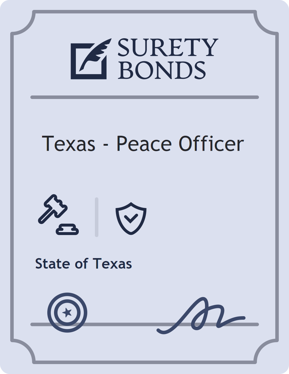 Surety bond badge for Texas - Peace Officer