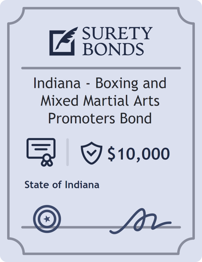 Surety bond badge for Indiana - Boxing and Mixed Martial Arts Promoters Bond