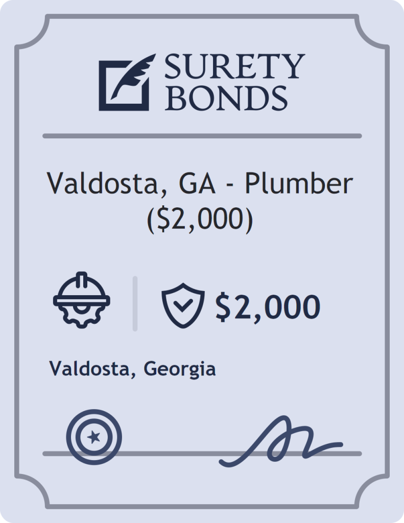 Surety bond badge for Valdosta, GA - Plumber ($2,000)