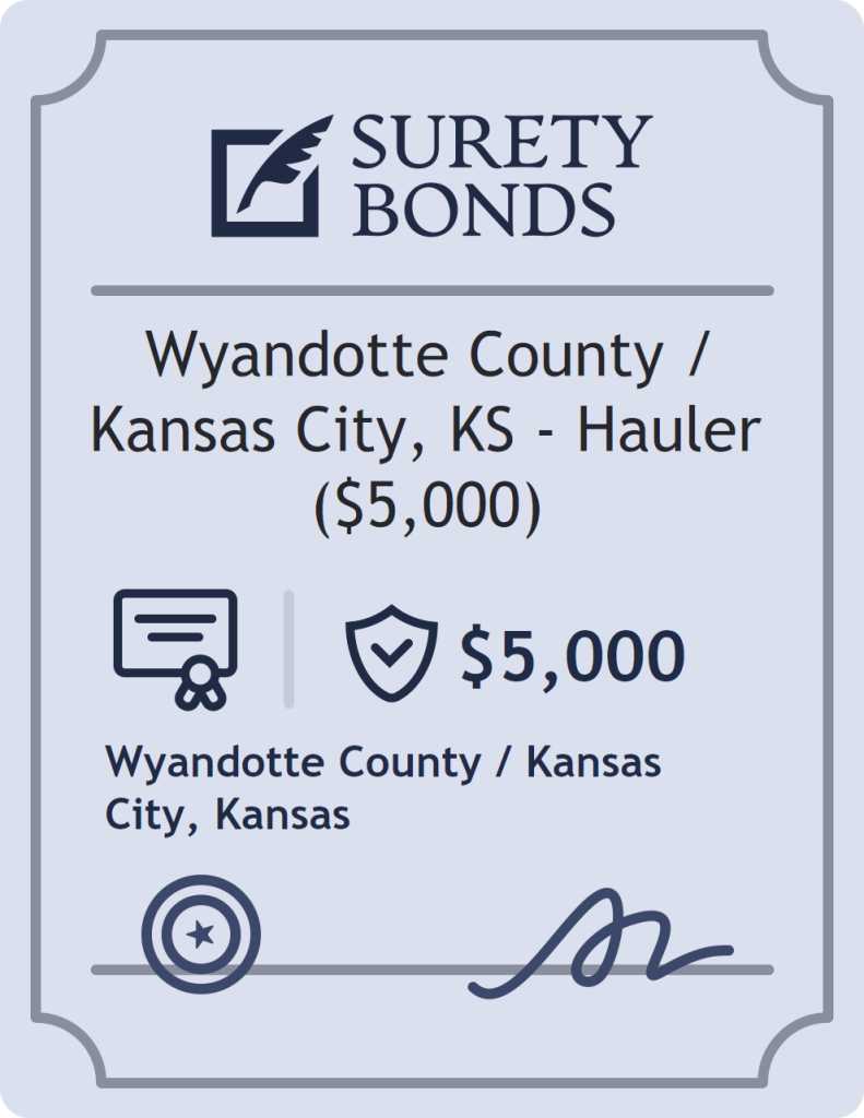 Surety bond badge for Wyandotte County / Kansas City, KS - Hauler ($5,000)