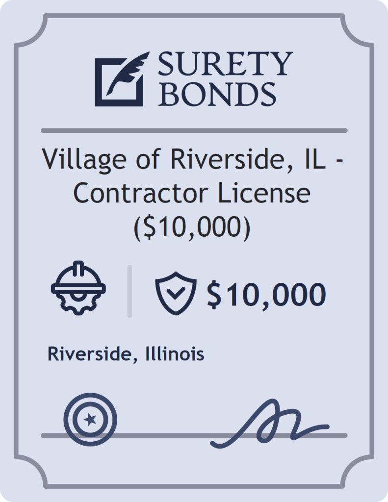 Surety bond badge for Village of Riverside, IL - Contractor License ($10,000)