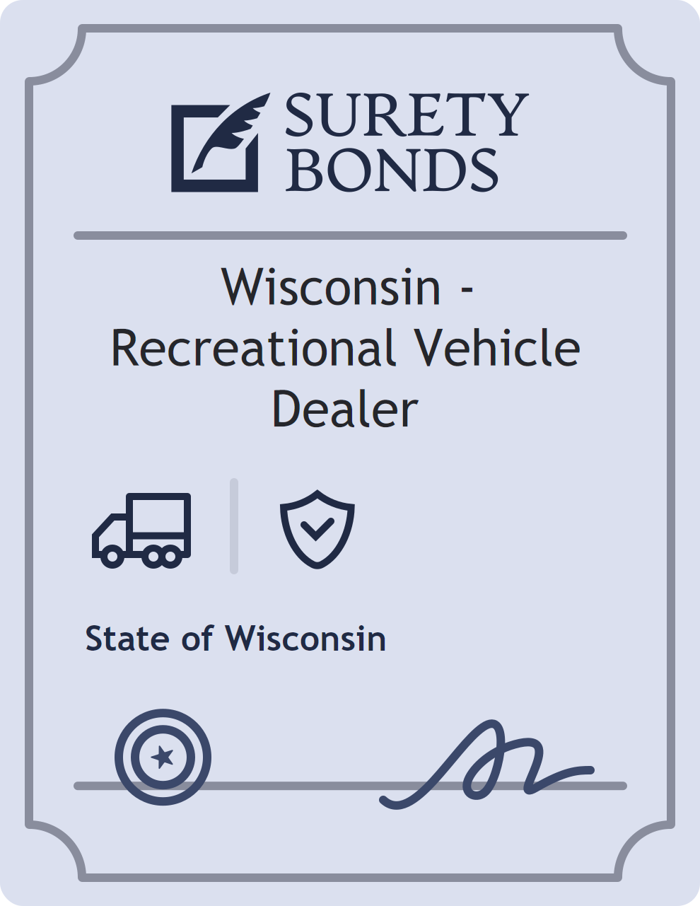 Wisconsin - Recreational Vehicle Dealer surety bond badge