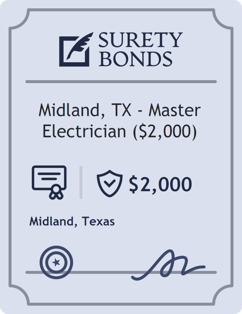 Surety bond badge for Midland, TX - Master Electrician ($2,000)