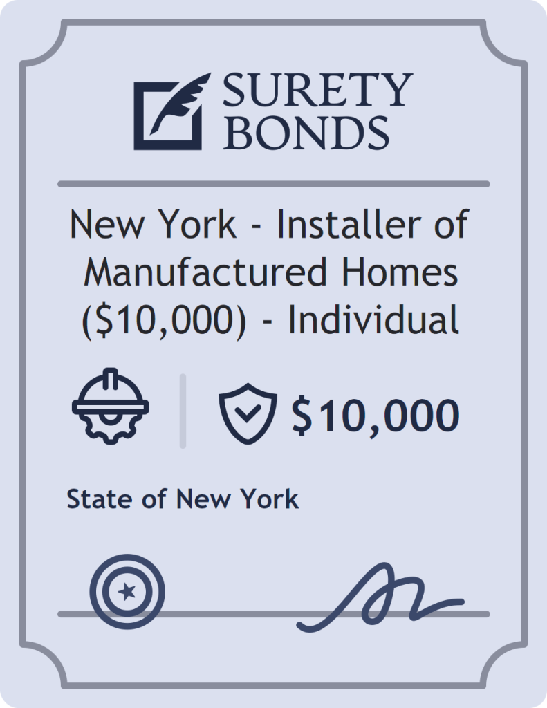 Surety bond badge for New York - Installer of Manufactured Homes ($10,000) - Individual