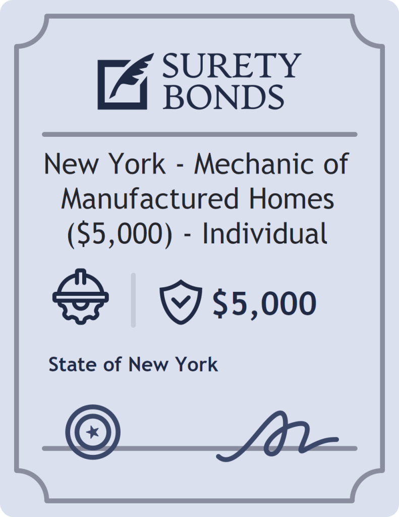 Surety bond badge for New York - Mechanic of Manufactured Homes ($5,000) - Individual