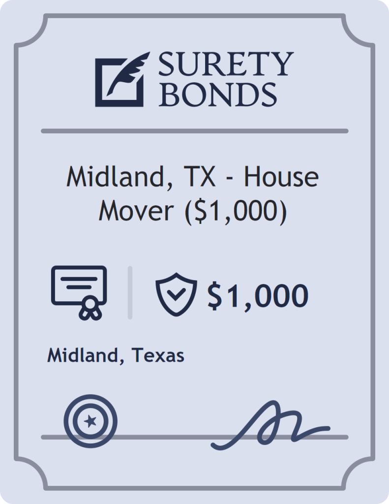 Surety bond badge for Midland, TX - House Mover ($1,000)