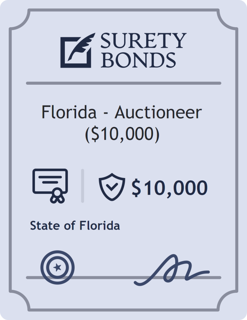 Surety bond badge for Florida - Auctioneer ($10,000)