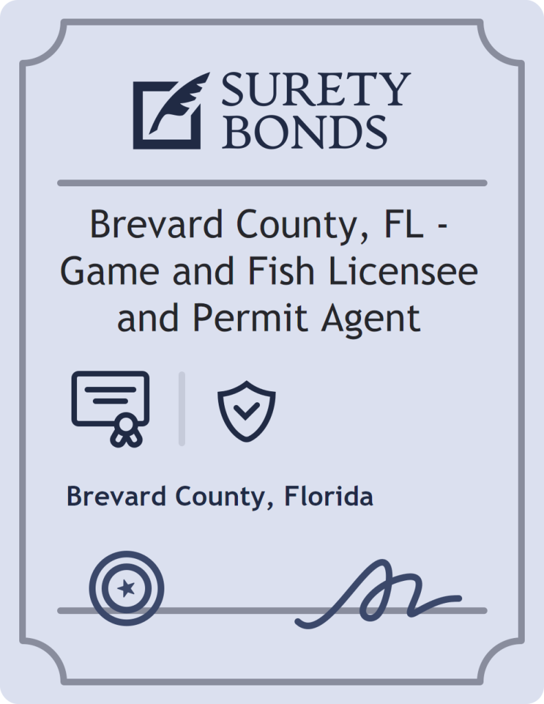 Surety bond badge for Brevard County, FL - Game and Fish Licensee and Permit Agent