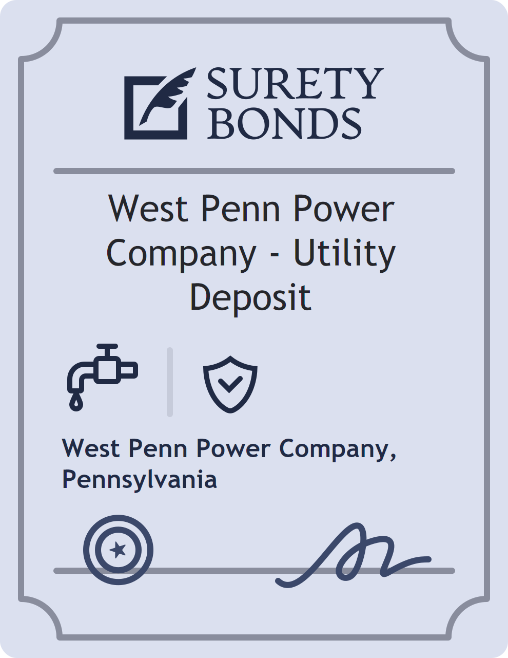 Surety bond badge for West Penn Power Company - Utility Deposit