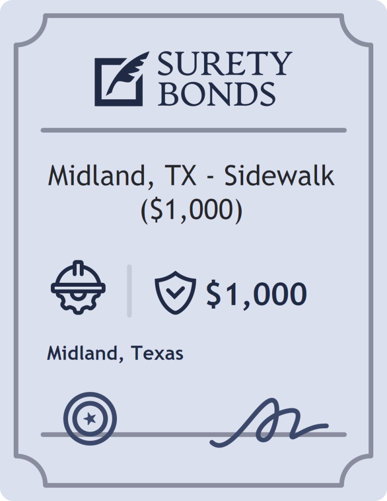 Surety bond badge for Midland, TX - Sidewalk ($1,000)