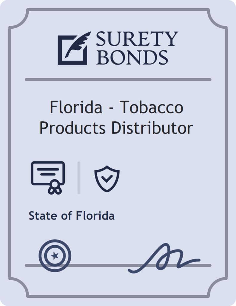 Surety bond badge for Florida - Tobacco Products Distributor