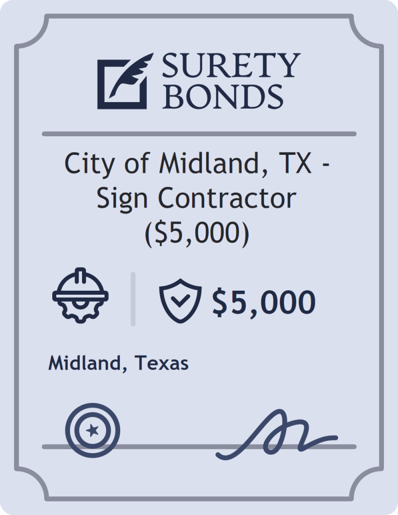 Surety bond badge for City of Midland, TX - Sign Contractor ($5,000)