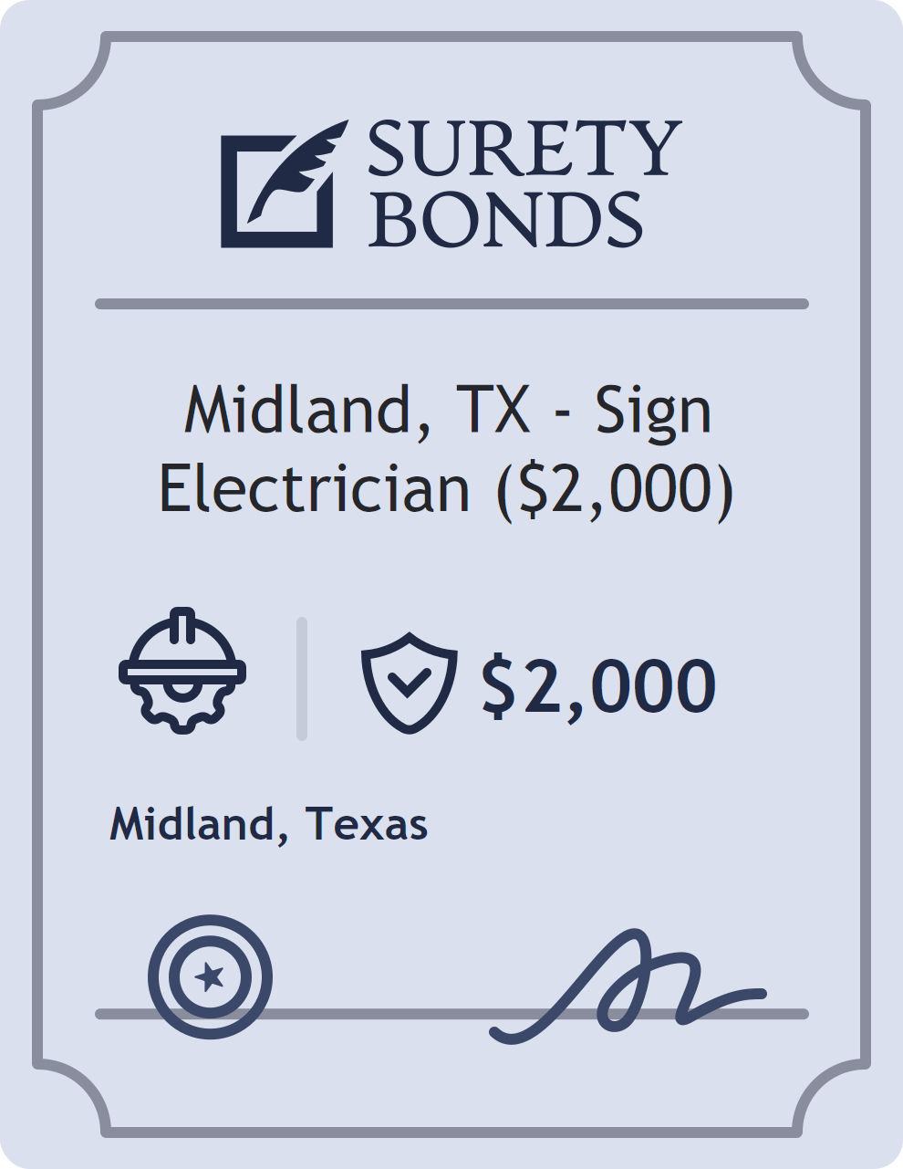 Surety bond badge for Midland, TX - Sign Electrician ($2,000)