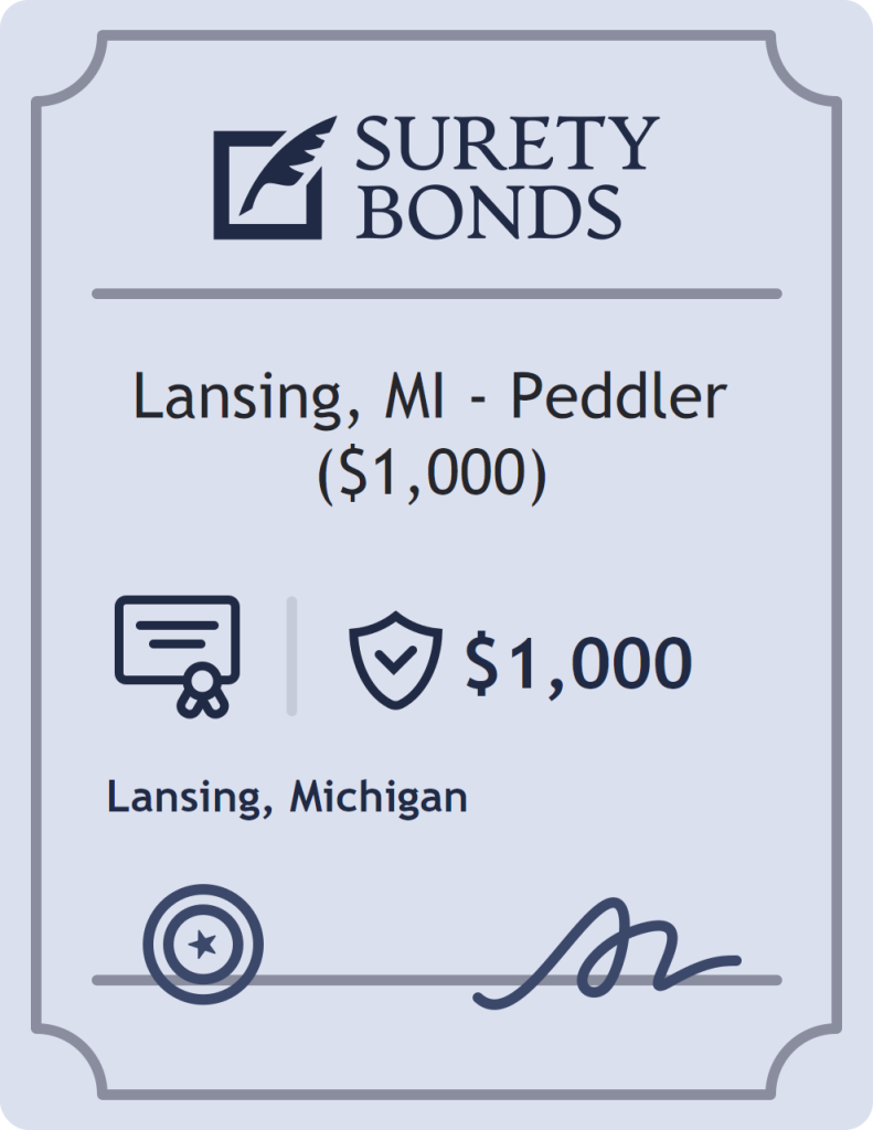 Surety bond badge for Lansing, MI - Peddler ($1,000)
