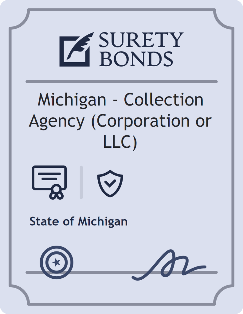 Surety bond badge for Michigan - Collection Agency (Corporation or LLC)