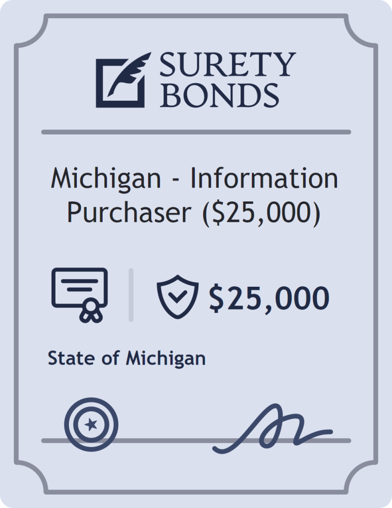 Surety bond badge for Michigan - Information Purchaser ($25,000)