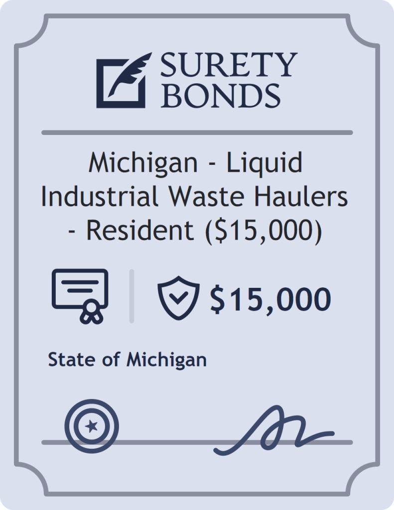 Surety bond badge for Michigan - Liquid Industrial Waste Haulers - Resident ($15,000)