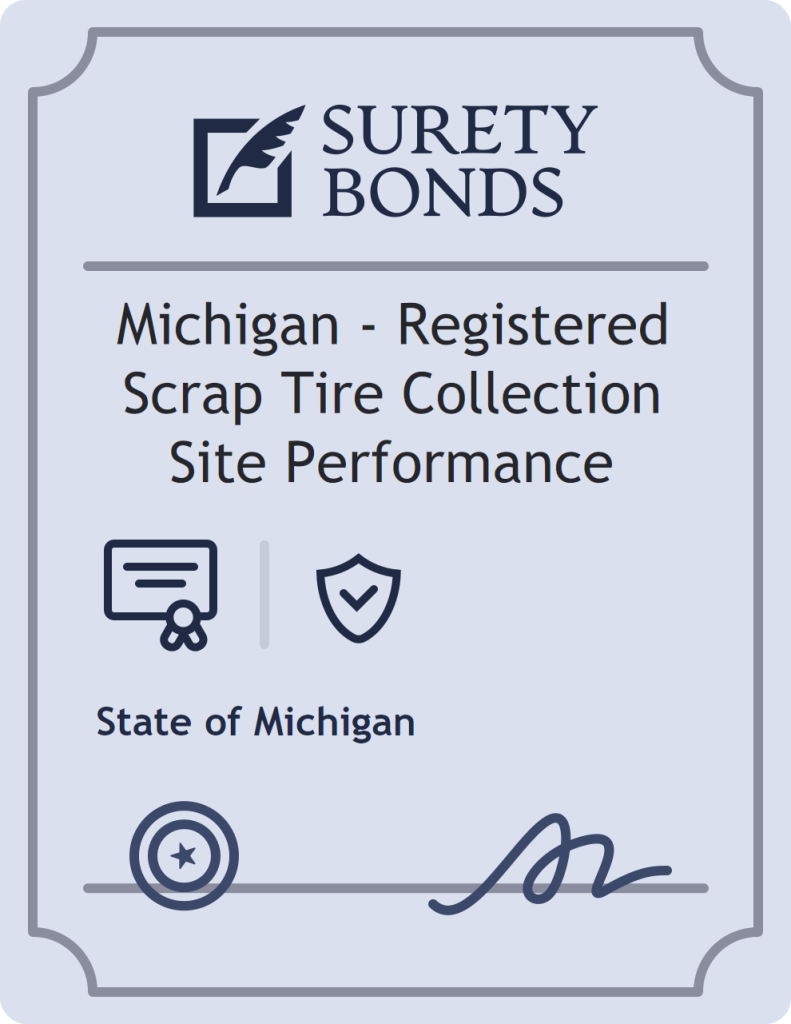 Surety bond badge for Michigan - Registered Scrap Tire Collection Site Performance