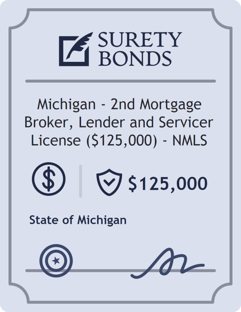 Surety bond badge for Michigan - 2nd Mortgage Broker, Lender and Servicer License ($125,000) - NMLS