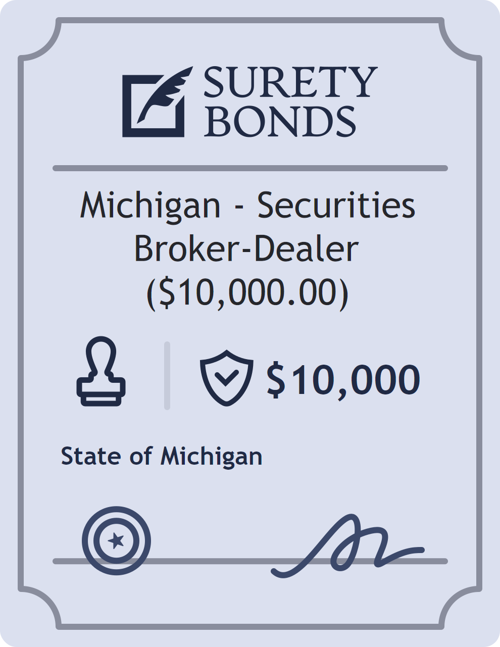Surety bond badge for Michigan - Securities Broker-Dealer ($10,000.00)
