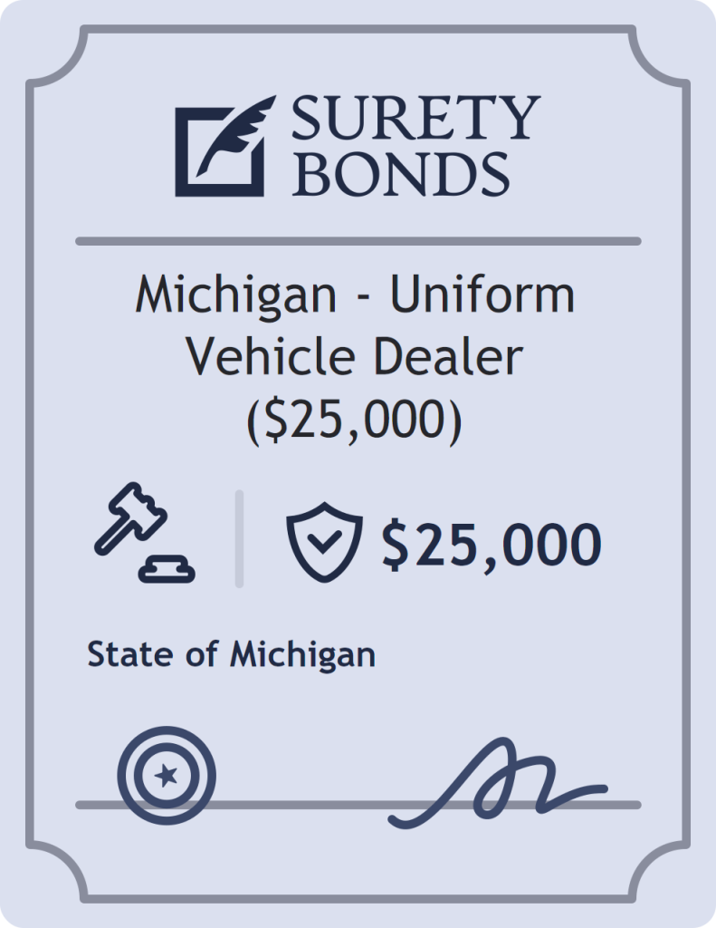 Surety bond badge for Michigan - Uniform Vehicle Dealer ($25,000)