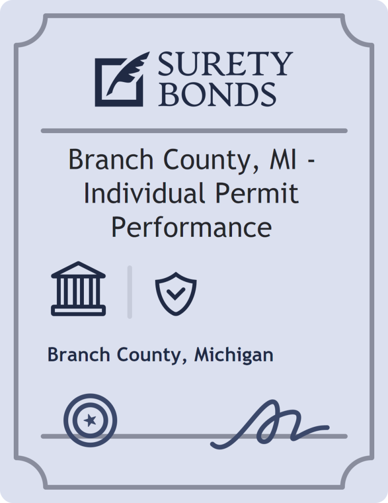 Surety bond badge for Branch County, MI - Individual Permit Performance