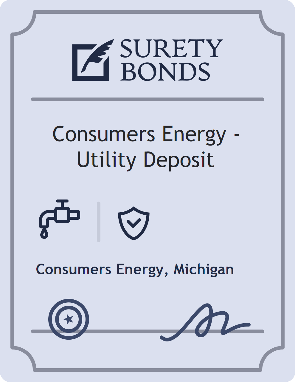 Surety bond badge for Consumers Energy - Utility Deposit