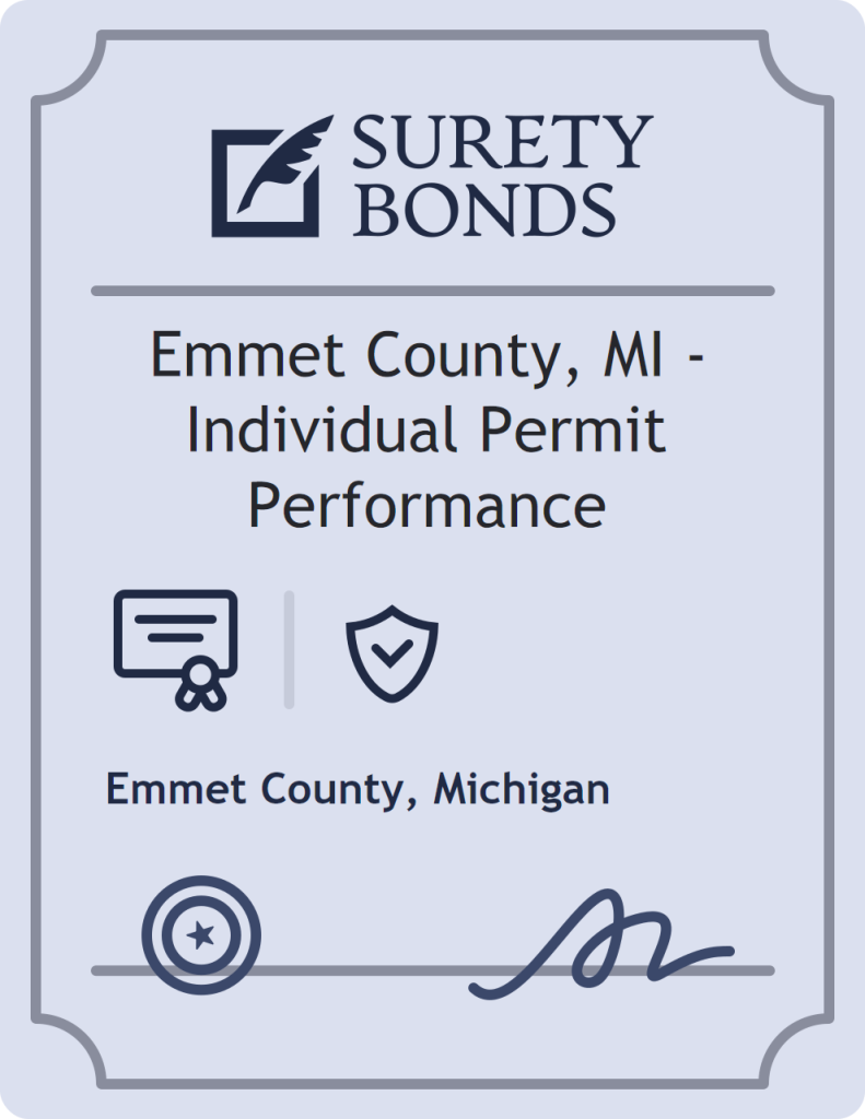 Surety bond badge for Emmet County, MI - Individual Permit Performance