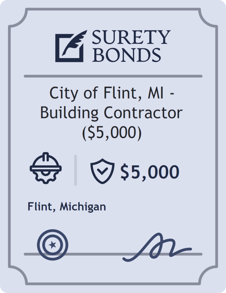 Surety bond badge for City of Flint, MI - Building Contractor ($5,000)