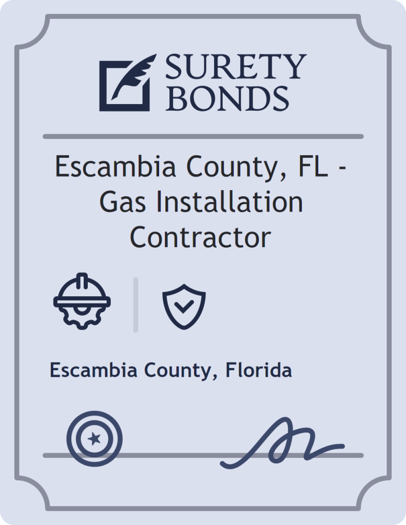 Surety bond badge for Escambia County, FL - Gas Installation Contractor