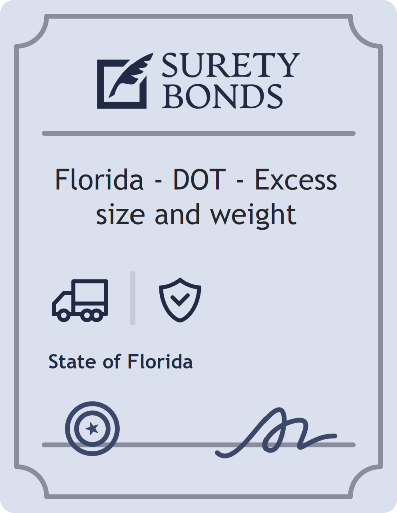 Surety bond badge for Florida - DOT - Excess size and weight
