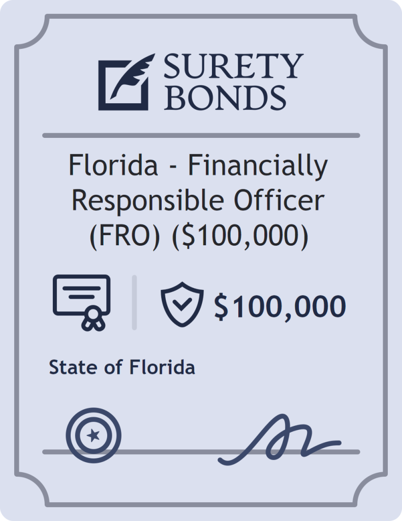 Surety bond badge for Florida - Financially Responsible Officer (FRO) ($100,000)