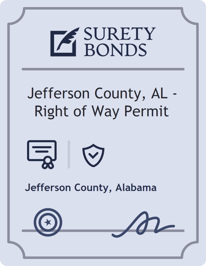 Surety bond badge for Jefferson County, AL - Right of Way Permit