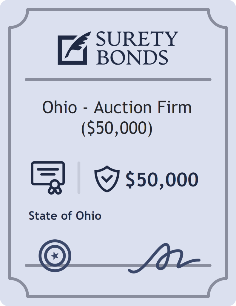 Surety bond badge for Ohio - Auction Firm ($50,000)